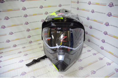 Шлем кроссовый HIZER J6802 (M) #1 grey/lemon