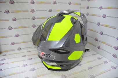 Шлем кроссовый HIZER J6802 (M) #1 grey/lemon