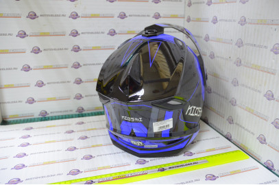 Шлем кроссовый KIOSHI Fighter 802 со стеклом и очками (Синий, M)
