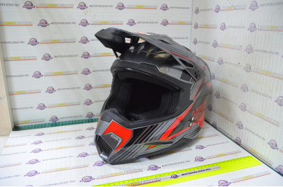 Шлем кроссовый KIOSHI Holeshot 801 (Серый, красный S)