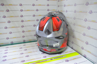 Шлем кроссовый KIOSHI Holeshot 801 (Серый/красный, M)