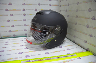 Шлем открытый KIOSHI 526 со стеклом и очками (Черный матовый, L)