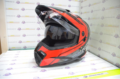 Шлем кроссовый KIOSHI Fighter 802 со стеклом и очками (Красный, L)