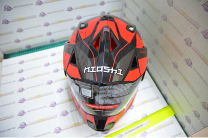Шлем кроссовый KIOSHI Fighter 802 со стеклом и очками (Красный, XL)