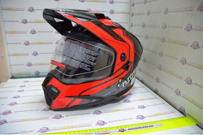 Шлем кроссовый KIOSHI Fighter 802 со стеклом и очками (Красный, M)