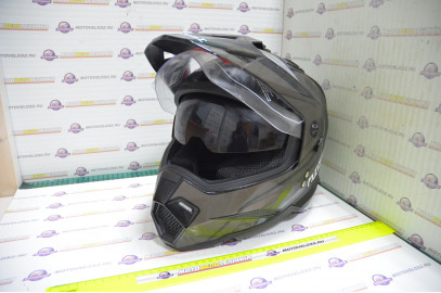 Шлем кроссовый KIOSHI Fighter 802 со стеклом и очками (Черный, L)