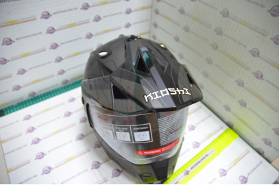 Шлем кроссовый KIOSHI Fighter 802 со стеклом и очками (Черный, S)