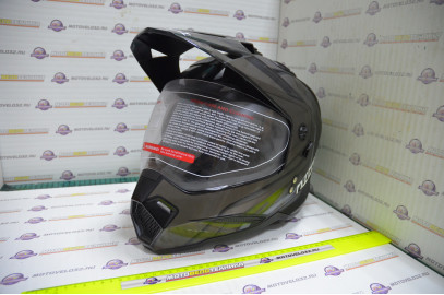 Шлем кроссовый KIOSHI Fighter 802 со стеклом и очками (Черный, M)