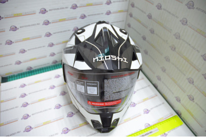 Шлем кроссовый KIOSHI Fighter 802 со стеклом и очками (Черный, белый, L)