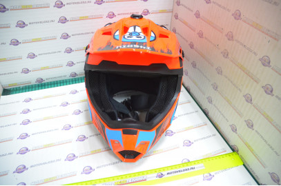 Шлем кроссовый KIOSHI Holeshot 801 (Оранжевый/синий, L)