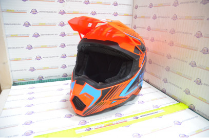 Шлем кроссовый KIOSHI Holeshot 801 (Оранжевый/синий, M)