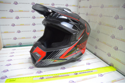 Шлем кроссовый KIOSHI Holeshot 801 (Серый/красный, L)