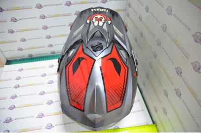 Шлем кроссовый KIOSHI Holeshot 801 (Серый/красный, L)