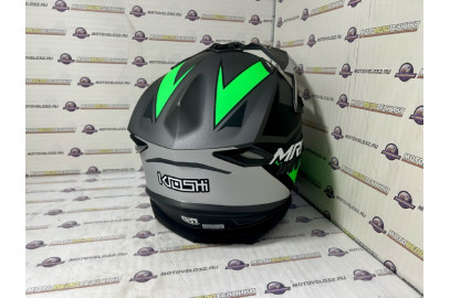 Шлем кроссовый KIOSHI Holeshot 801 (черный,серый,зеленый) L