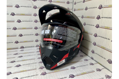 Щлем KIOSHI Fighter 802 мотард с очками (черный, серый, красный) L