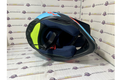 Шлем кроссовый KIOSHI Holeshot 801(черный, синий, оранжевый) S