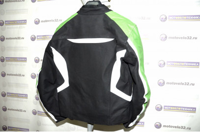 Куртка мотоциклетная (кожа) Street Fighter черно-зеленый (L) MICHIRU