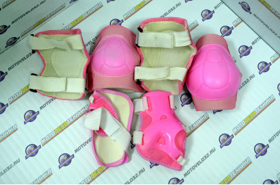 Защита велосипедная (локти,колени,ладони) тип 2 пластик розовый детск.